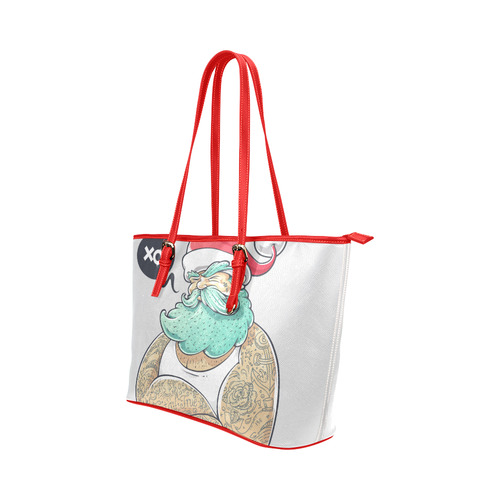 Hipster Santa Claus, Christmas Leather Tote Bag/Small (Model 1651)