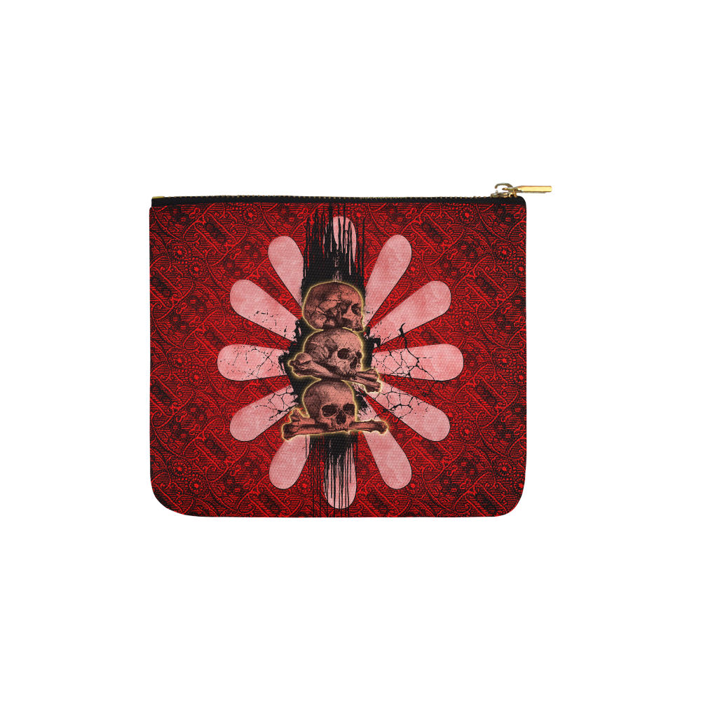 Skulls on a flower Carry-All Pouch 6''x5''