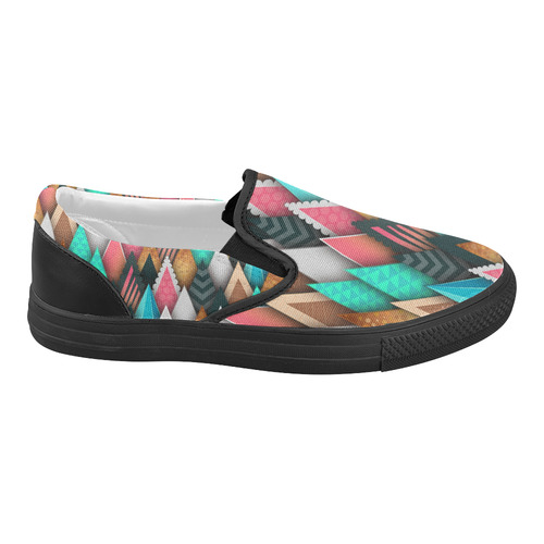 Crazy Abstract Design Women's Slip-on Canvas Shoes (Model 019)