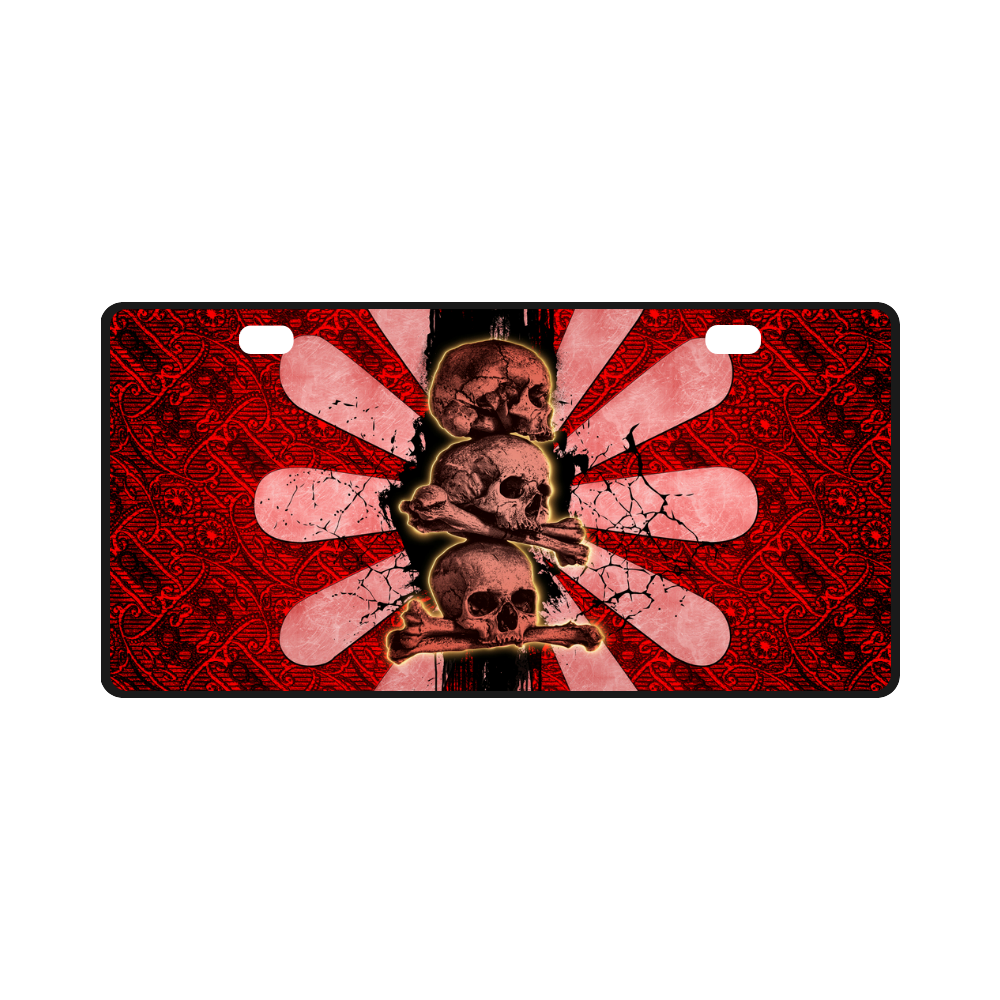 Skulls on a flower License Plate