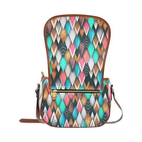 Crazy Abstract Design Saddle Bag/Small (Model 1649) Full Customization