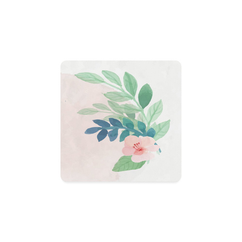 Pink Flower Windy Day Watercolor Square Coaster