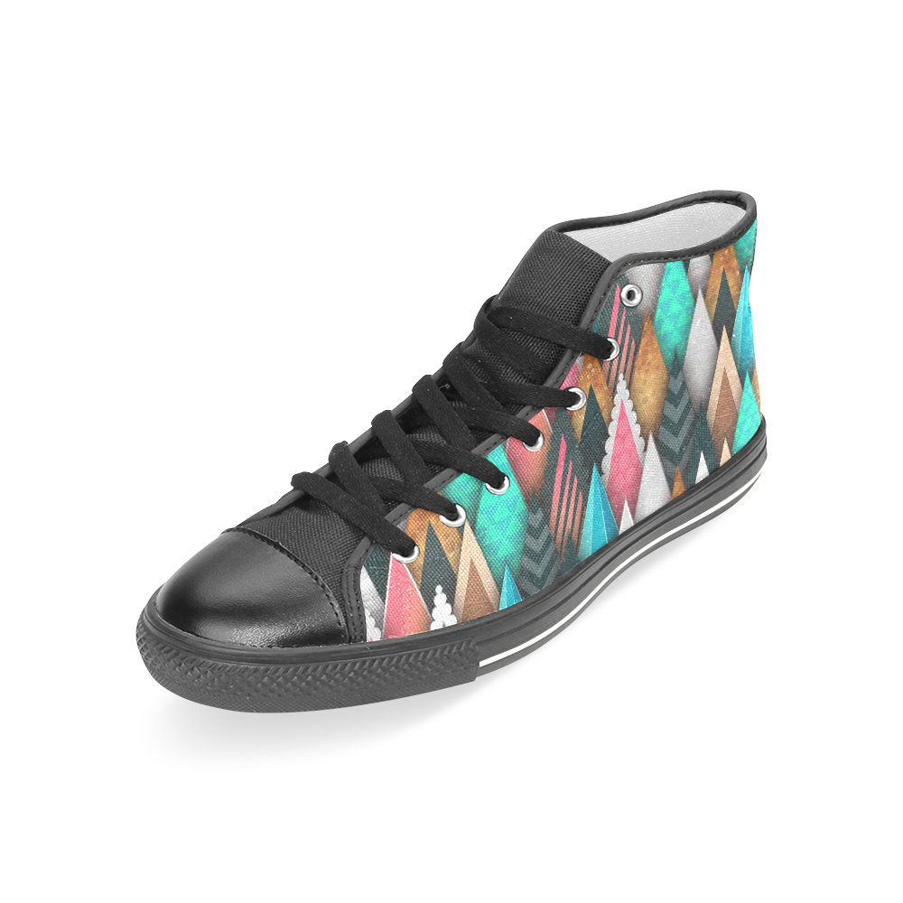 Crazy Abstract Design Women's Classic High Top Canvas Shoes (Model 017)