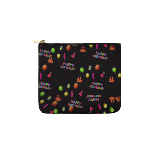happy birthday, black Carry-All Pouch 6''x5''