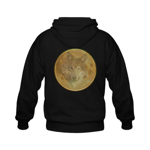 The Wolf in the Moon Gildan Full Zip Hooded Sweatshirt (Model H02)