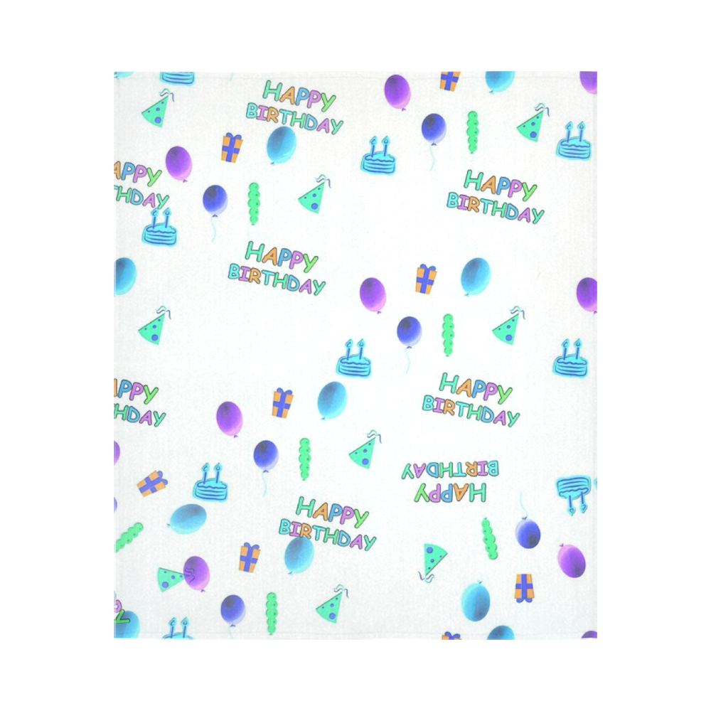 happy Birthday, white Cotton Linen Wall Tapestry 51"x 60"