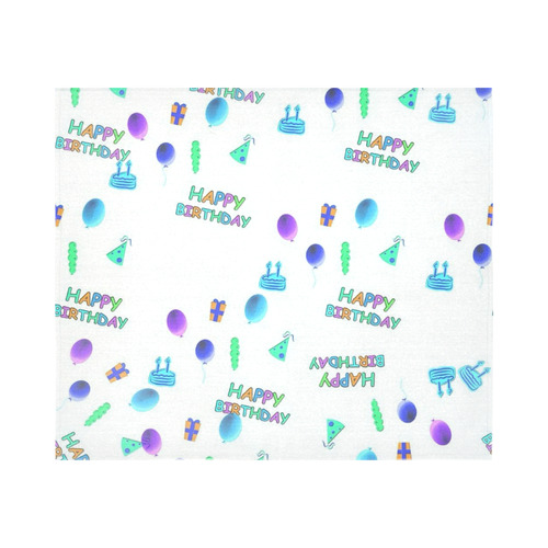 happy Birthday, white Cotton Linen Wall Tapestry 60"x 51"