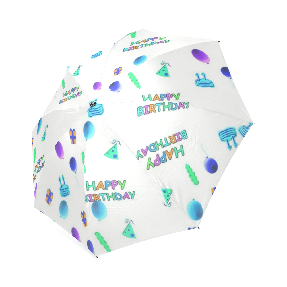 happy Birthday, white Foldable Umbrella (Model U01)