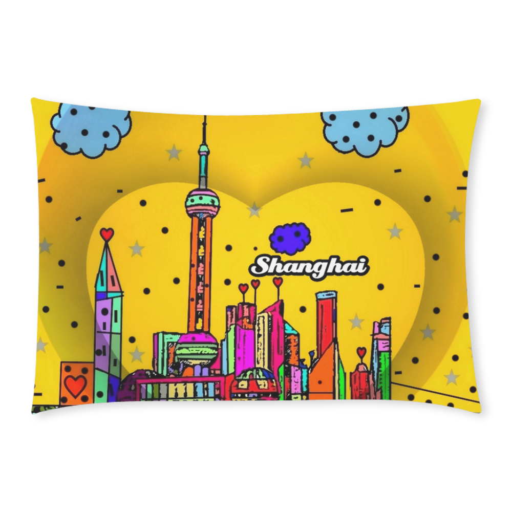 Shanghai / 上海 Popart by Nico Bielow Custom Rectangle Pillow Case 20x30 (One Side)