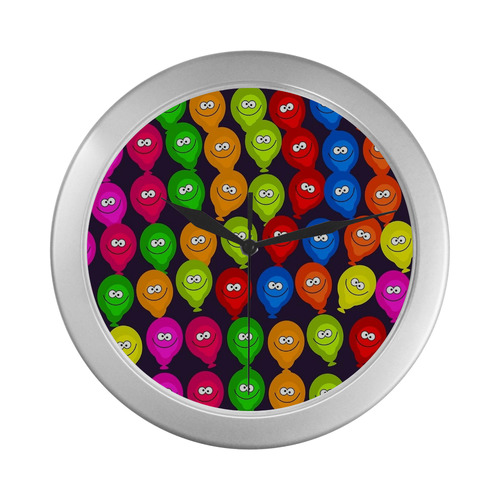 Funny balloons Silver Color Wall Clock