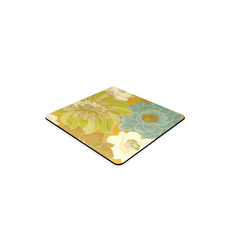 Vintage Turquoise Green Floral Wallpaper Square Coaster