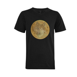 The Wolf in the Moon Men's V-Neck T-shirt  Big Size(USA Size) (Model T10)