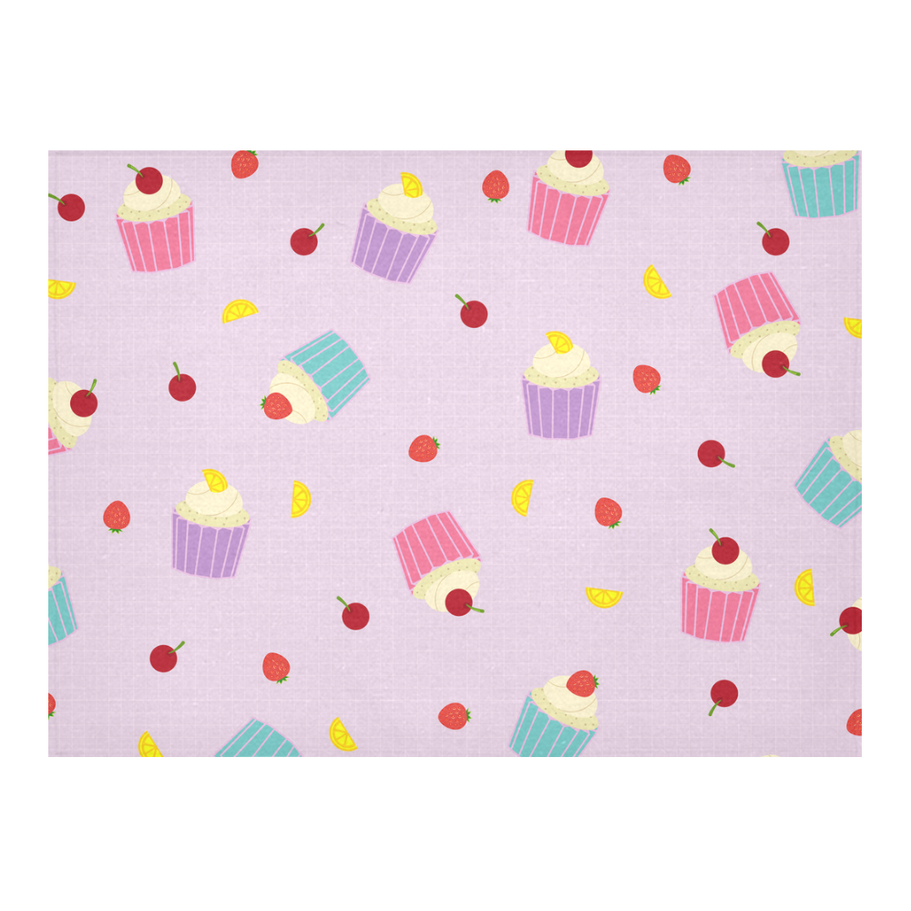Fruity Cupcakes Cotton Linen Tablecloth 52"x 70"