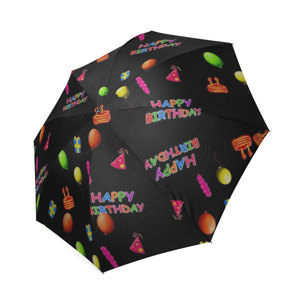 happy birthday, black Foldable Umbrella (Model U01)