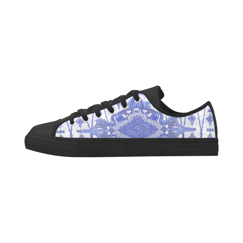 haute couture blue and white by Sandrine Kespi 2 Aquila Microfiber Leather Women's Shoes (Model 031)