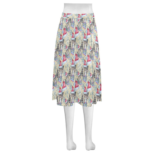 Cute christmas santa racoon Mnemosyne Women's Crepe Skirt (Model D16)