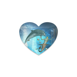 Underwater, dolphin with mermaid Heart Coaster