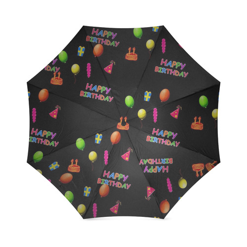 happy birthday, black Foldable Umbrella (Model U01)