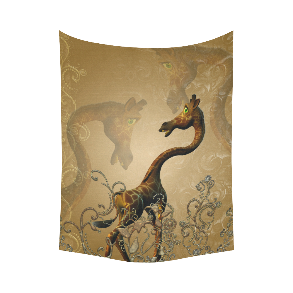 Little frightened giraffe Cotton Linen Wall Tapestry 60"x 80"