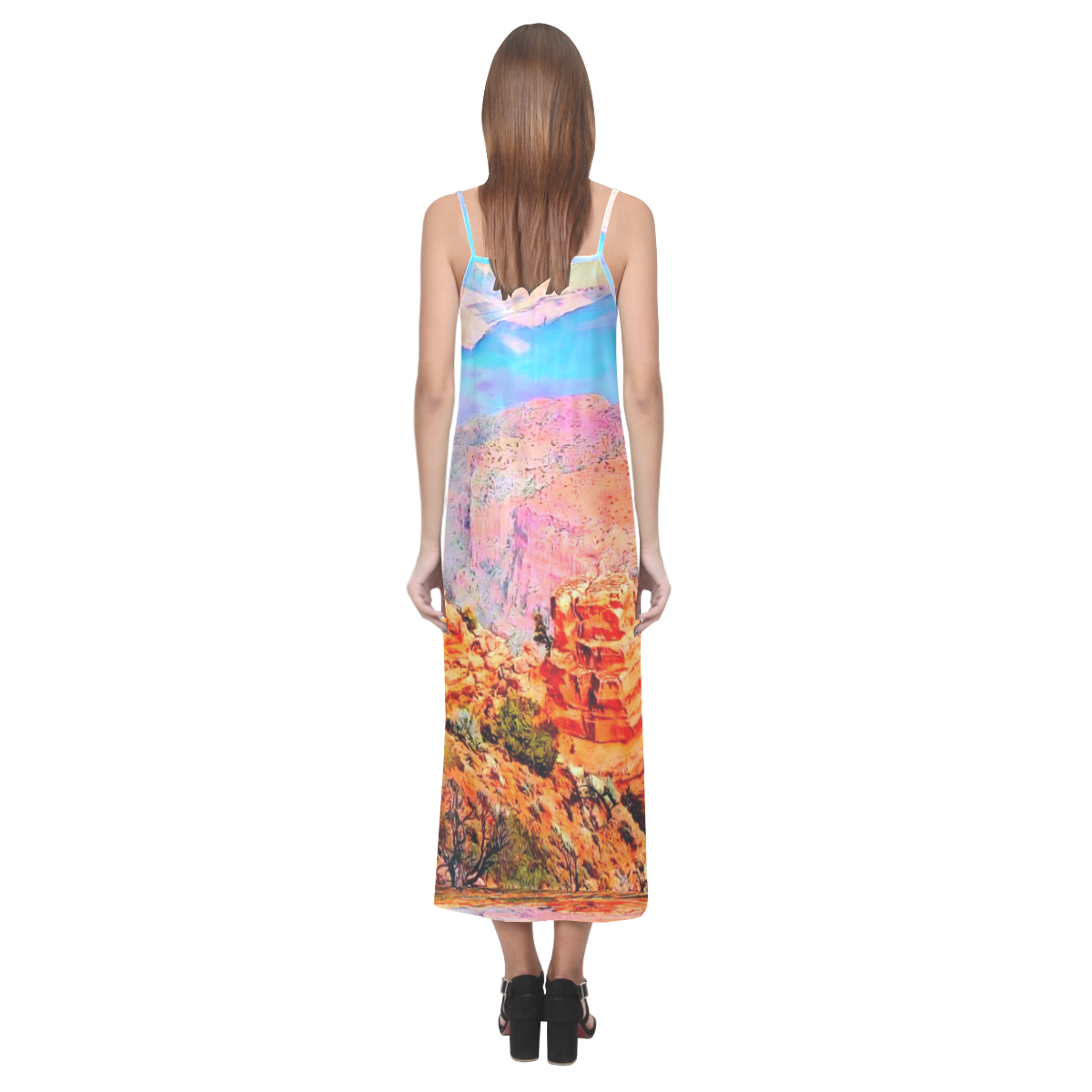 Grand Canyon by Nico Bielow V-Neck Open Fork Long Dress(Model D18)