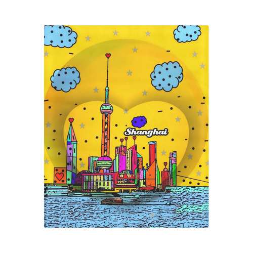Shanghai / 上海 Popart by Nico Bielow Duvet Cover 86"x70" ( All-over-print)