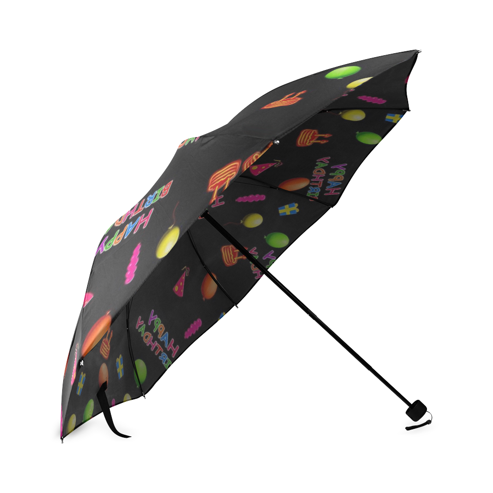 happy birthday, black Foldable Umbrella (Model U01)
