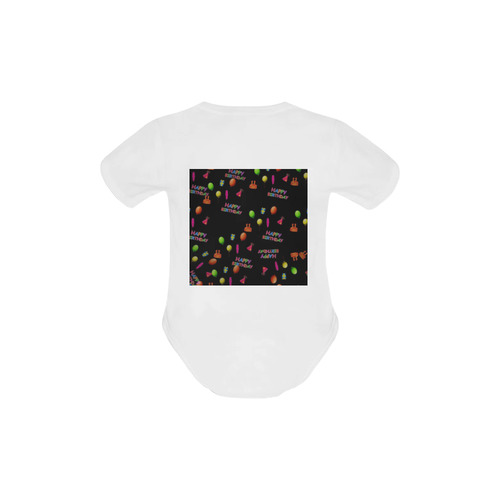 happy birthday, black Baby Powder Organic Short Sleeve One Piece (Model T28)