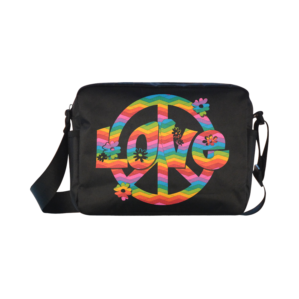 Colorful Love and Peace Classic Cross-body Nylon Bags (Model 1632)