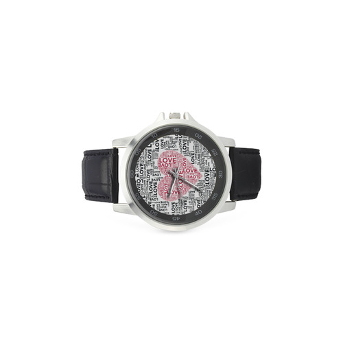 Love Heart Unisex Stainless Steel Leather Strap Watch(Model 202)
