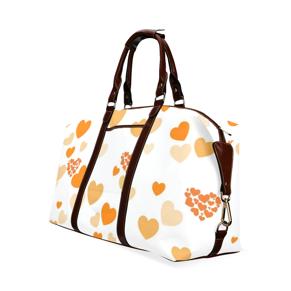 lovely Valentine-Hearts orange Classic Travel Bag (Model 1643) Remake