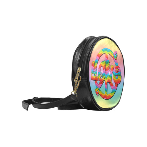 Colorful Love and Peace Background Round Sling Bag (Model 1647)