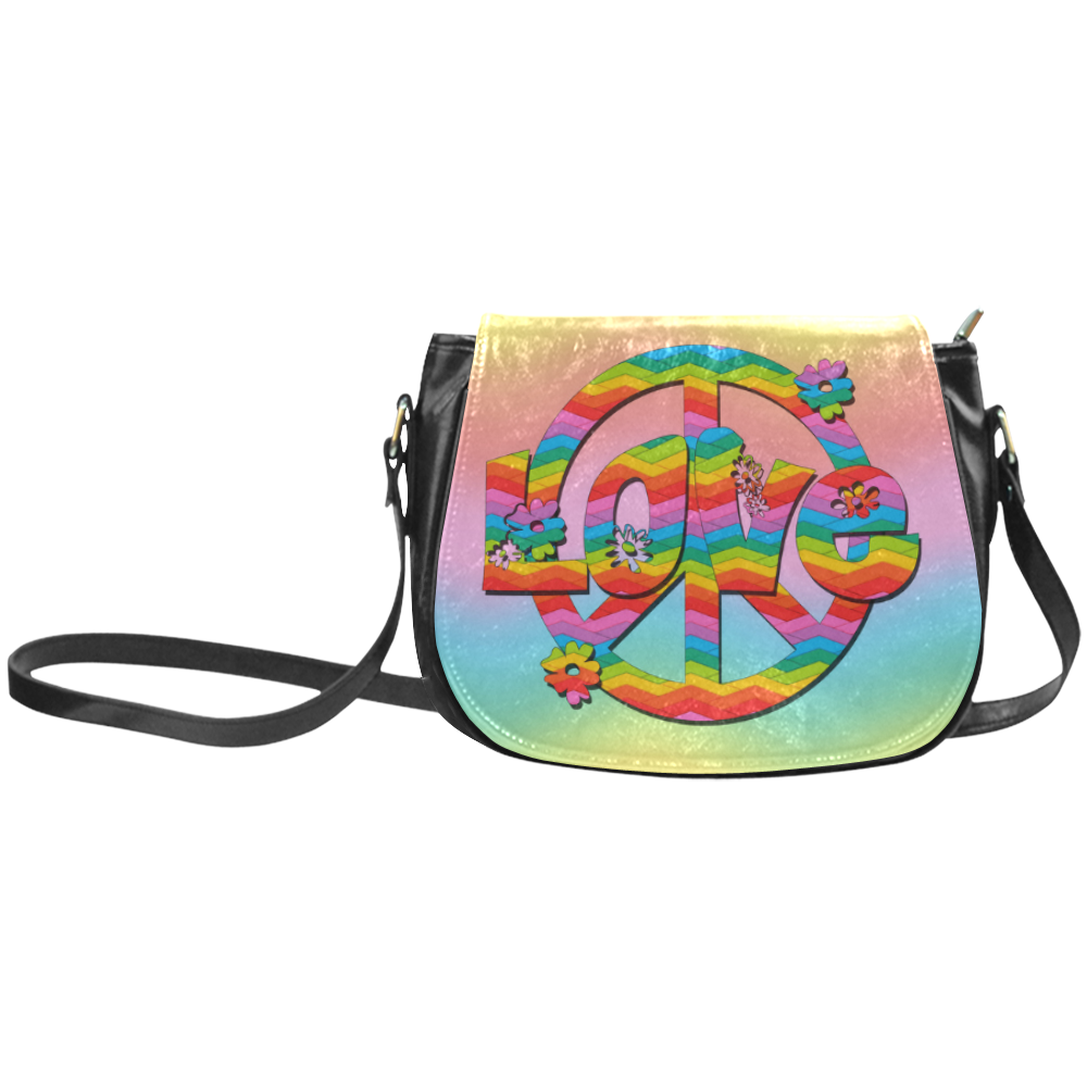 Colorful Love and Peace Background Classic Saddle Bag/Small (Model 1648)