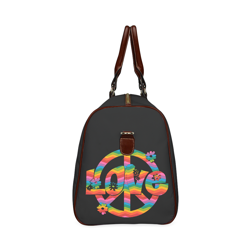 Colorful Love and Peace Waterproof Travel Bag/Small (Model 1639)