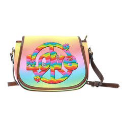 Colorful Love and Peace Background Saddle Bag/Large (Model 1649)