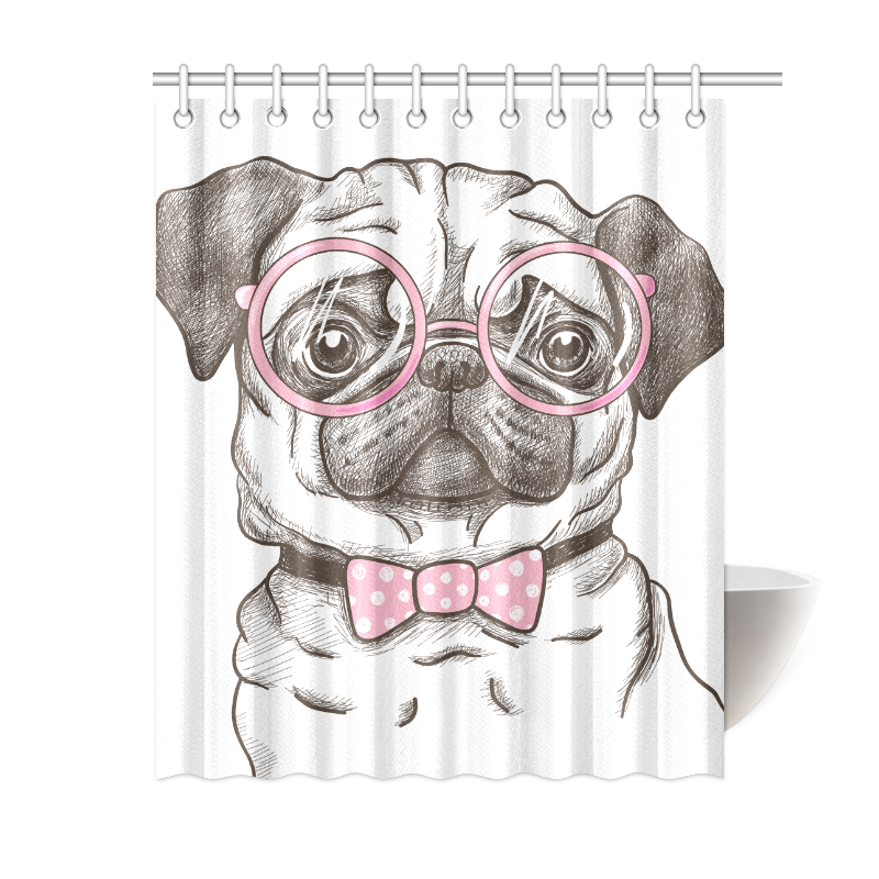 pug in glasses Shower Curtain 60"x72"