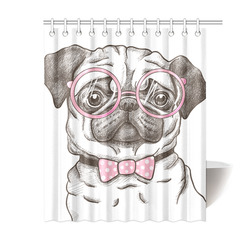 pug in glasses Shower Curtain 60"x72"