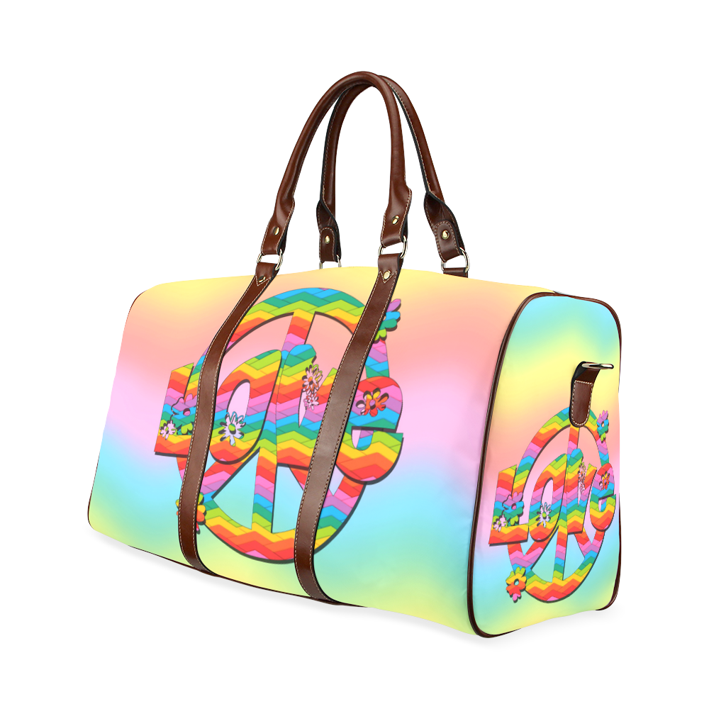 Colorful Love and Peace Background Waterproof Travel Bag/Small (Model 1639)