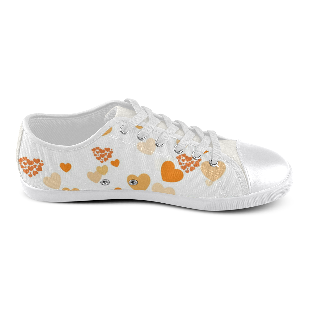 lovely Valentine-Hearts orange Canvas Shoes for Women/Large Size (Model 016)