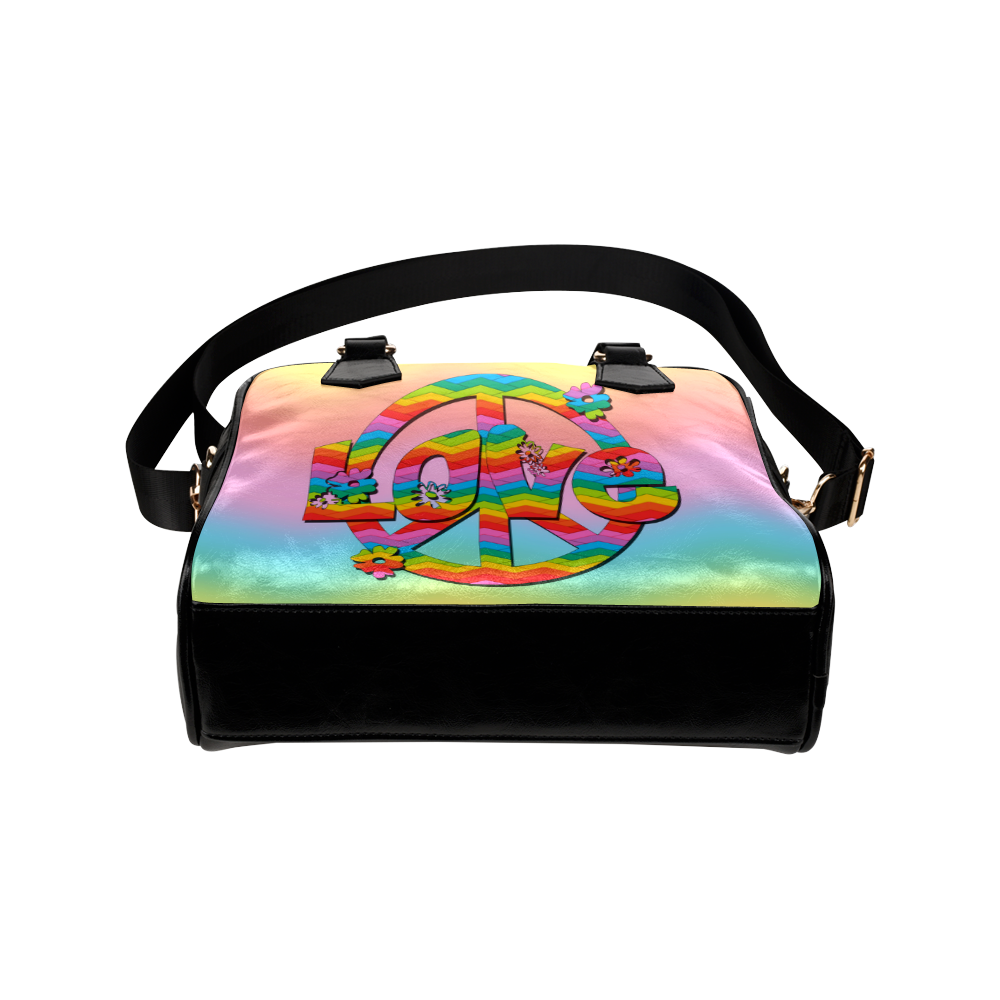 Colorful Love and Peace Background Shoulder Handbag (Model 1634)