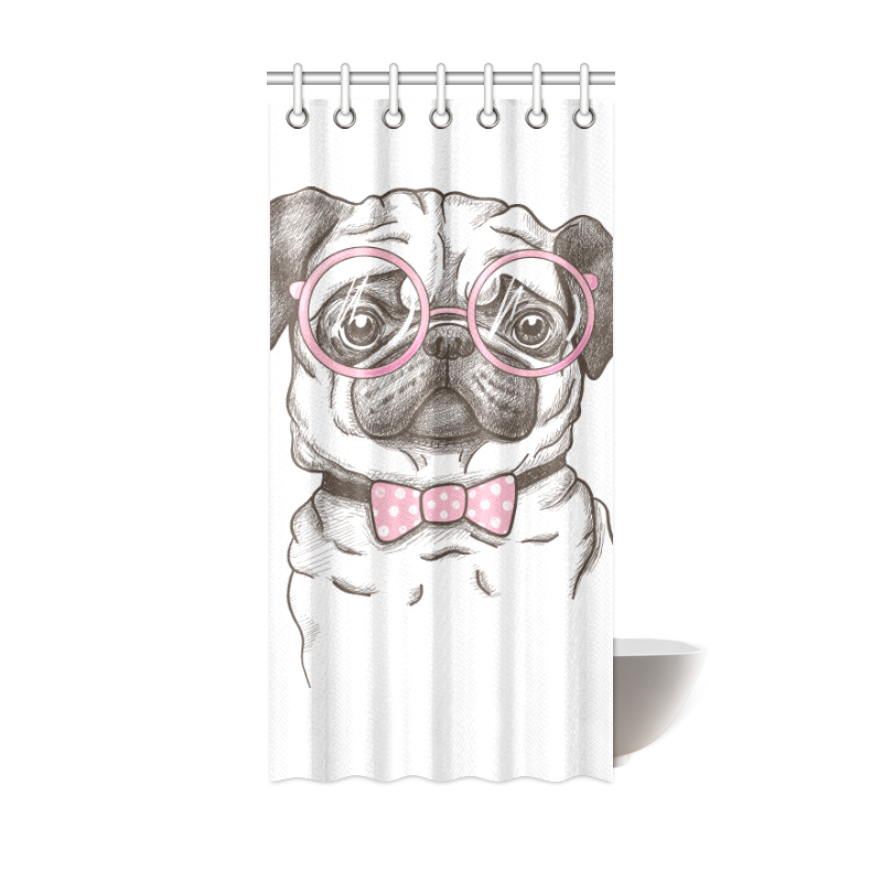 pug in glasses Shower Curtain 36"x72"