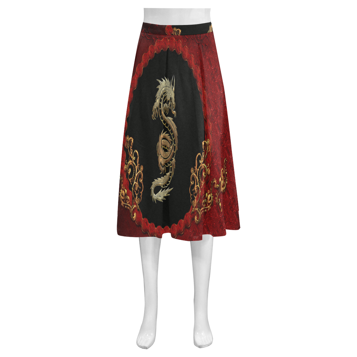 The chinese dragon Mnemosyne Women's Crepe Skirt (Model D16)