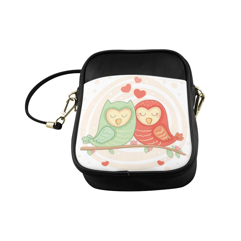 Cute Love Birds Hearts Flowers Tree Sling Bag (Model 1627)