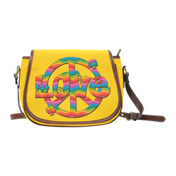 Colorful Love and Peace Saddle Bag/Small (Model 1649) Full Customization