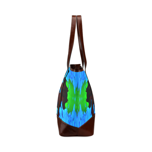 Abstract Green Brown, Blue Red Marbling Tote Handbag (Model 1642)