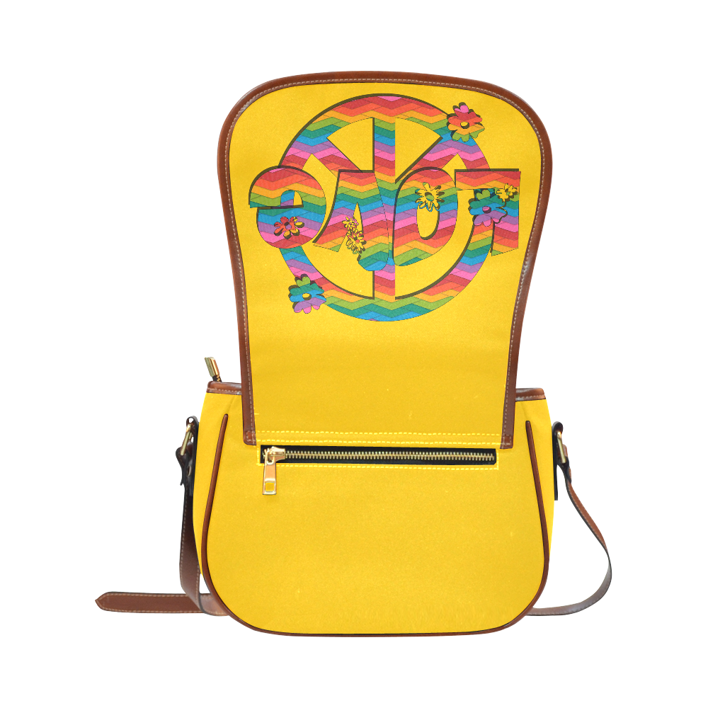 Colorful Love and Peace Saddle Bag/Large (Model 1649)