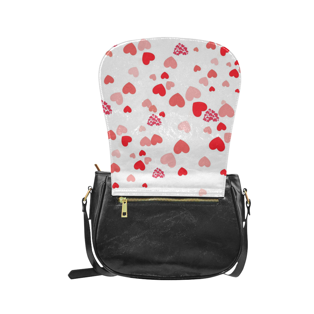 lovely Valentine-Hearts red Classic Saddle Bag/Large (Model 1648)