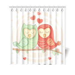 Cute Love Birds Hearts Flowers Shower Curtain 69"x70"