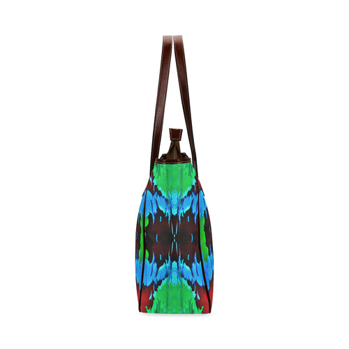 Abstract Green Brown, Blue Red Marbling Classic Tote Bag (Model 1644)