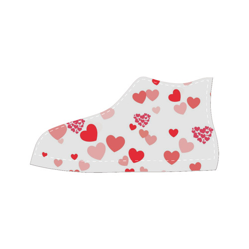 lovely Valentine-Hearts red High Top Canvas Women's Shoes/Large Size (Model 017)