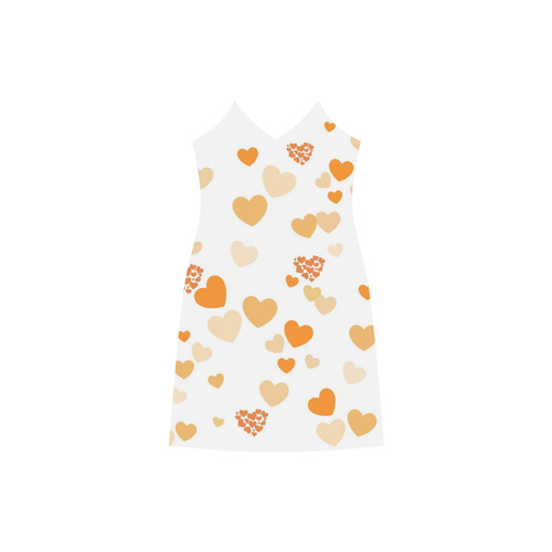 lovely Valentine-Hearts orange V-Neck Open Fork Long Dress(Model D18)
